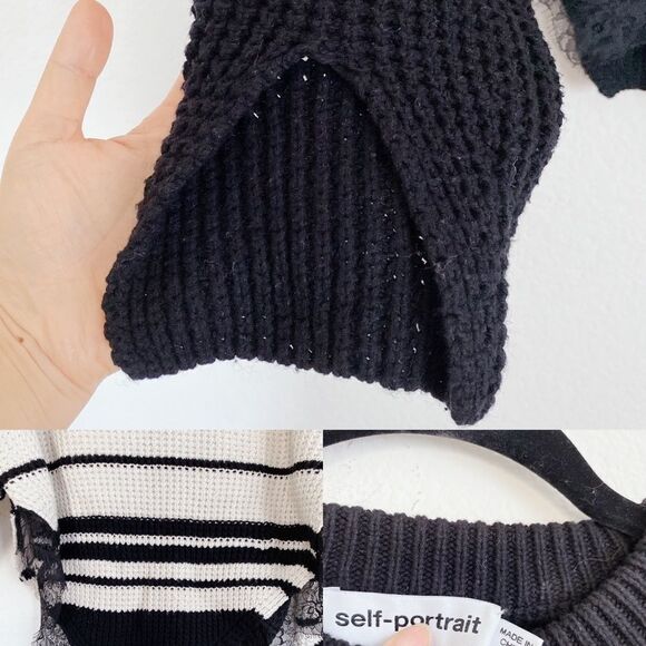 Self-Portrait Monochrome Striped Jumper - Picture 8 of 10